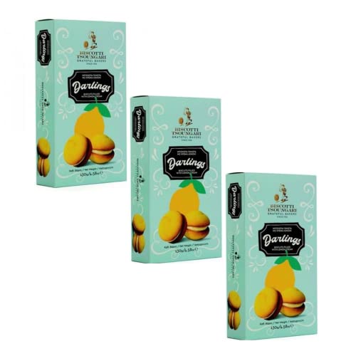 Tsoungari | Gefüllte Kekse mit Zitronencreme | Zitronencremeplätzchen - 130 Gr. | Geschenkkeksdosen | Kekse mit Sahne von ANTICO CAFFE' NOVECENTO