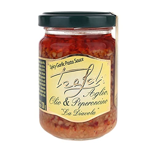 Tealdi, Knoblauch-Chili-Olivenöl Pasta-Sauce, La Diavola", Würzpaste mit Chili, aus Italien, 130 g von ANTICO PASTIFICIO TEALDI