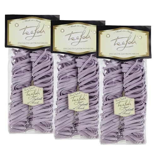 Tealdi Tagliatelle mit Barolo-Wein-Aroma, original italienische Pasta, bunte Nudeln farbig, aus Italien, Spezialitäten, bunt, 3x 250 g von ANTICO PASTIFICIO TEALDI