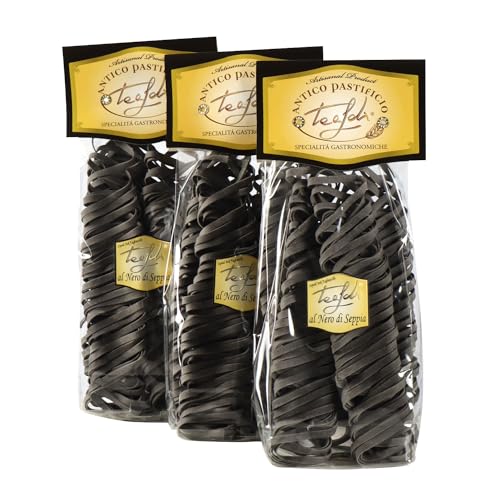 Tealdi, schwarze Tagliatelle mit Sepiatinte, aus Italien, 3 x250 g von ANTICO PASTIFICIO TEALDI