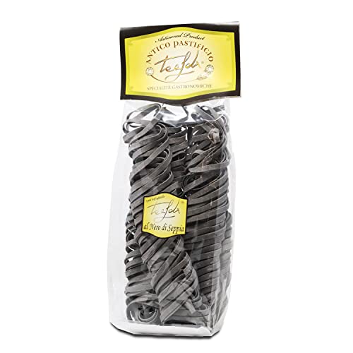 Tealdi Tagliatelle al Nero di Seppia, Schwarze Nudeln mit 2% Tintenfischtinte, Pasta Sepiatinte, italienische Pasta, 250 g von ANTICO PASTIFICIO TEALDI