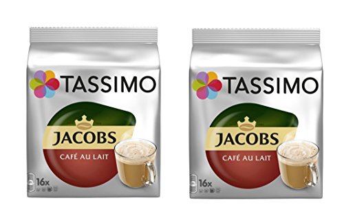 TASSIMO JACOBS CAFE AU LAIT - Pack of 2 (Total 32 Servings, 32 t-discs) T-disc Capsules Variety Pack/coffee pods von Tassimo