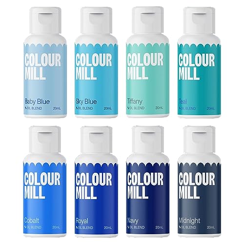 AOS Set | Colour Mill Lebensmittelfarbe Blue Colours Set II 8x 20ml | Next Generation Oil Based Food Colouring | Fettlöslich, Ölbasiert, Intensiv, Ergiebig von AOS