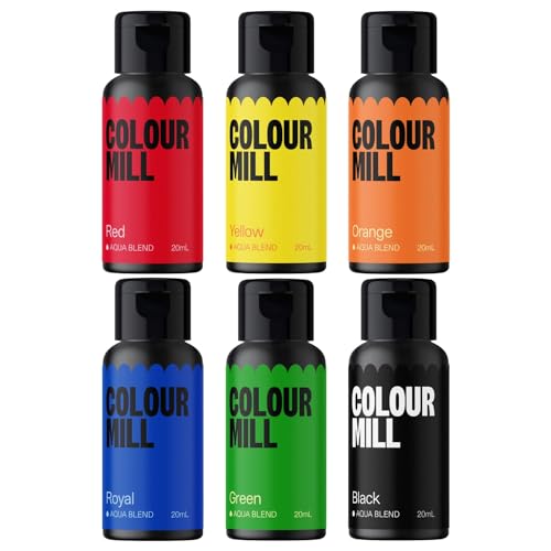 AOS Set | Colour Mill Lebensmittelfarbe Primary Colours Set 6x 20ml | Aqua Blend Food Colouring | Wasserlöslich, Intensiv, Ergiebig von AOS