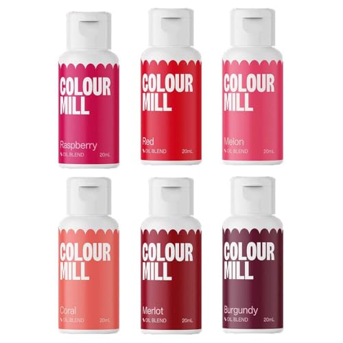 AOS Set | Colour Mill Lebensmittelfarben Set Red Colours Set 6x 20ml | Rot-Töne | Food Coloring für Schokolade, Fondant, Cupcakes, Kuchen, Backen | Fettlöslich Ölbasiert Flüssig AOS Set | Colour Mill Lebensmittelfarben Set Red Colours Set 6x 20ml | Rot-Töne | Food Coloring für Schokolade, Fondant, Cupcakes, Kuchen, Backen | Fettlöslich Ölbasiert Flüssig von AOS