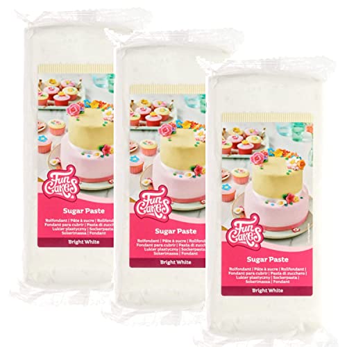 AOS Set | FunCakes Rollfondant Bright White: 3kg (3x 1kg) Einfach zu verwenden, glatt, flexibel, weich und biegsam, perfekt zum Dekorieren von Kuchen von AOS