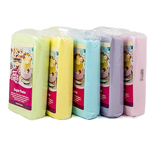 AOS Set | FunCakes Rollfondant Multipack Pastel-Farben: 5x 250g | Einfach zu verwenden, glatt, flexibel, weich und biegsam | perfekt zum Dekorieren von Torten, Kuchen und Cupcakes | glutenfrei von AOS