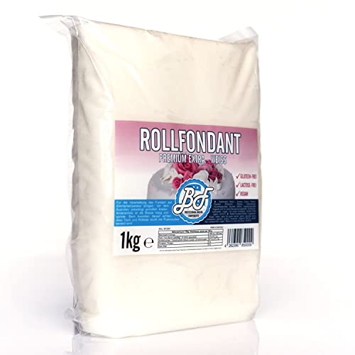 AOS Rollfondant Premium Extra - Weiß 1kg Flexibel, Elastisch, Reißfest Ohne Konservierungsstoffe Glutenfrei, Lactose-Frei, Vegan Ideal für Torten, 1000.0 gramm von AOS