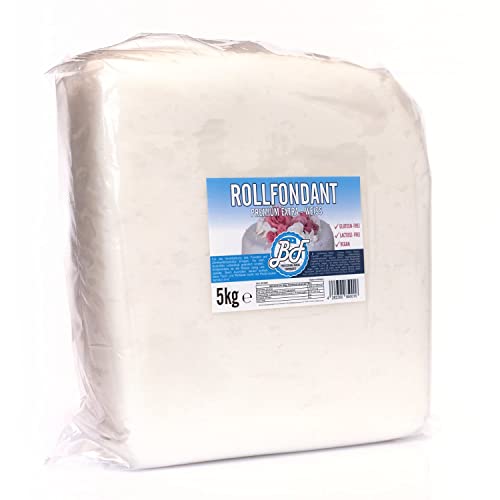 Brotfrei Rollfondant Premium Extra - Weiß 5kg | Flexibel, Elastisch, Reißfest | Ohne Palmfett und Konservierungsstoffe | Glutenfrei, Lactose-Frei, Vegan von AOS