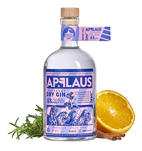 Applaus Dry Gin Original | ausgezeichneter Premium Gin | Micro-batch Gin mit 24 Botanicals | Zimt Rosmarin | Regionalität und Weltklasse | 1 x 0,5 L von APPLAUS