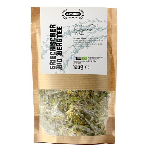 Griechischer Bio Bergtee | APSOGO | Premium Qualität & ausgezeichneter Geschmack - Sideritis Scardica Bergtee aus Griechenland Griechenland (100gr (1er Pack)) von APSOGO