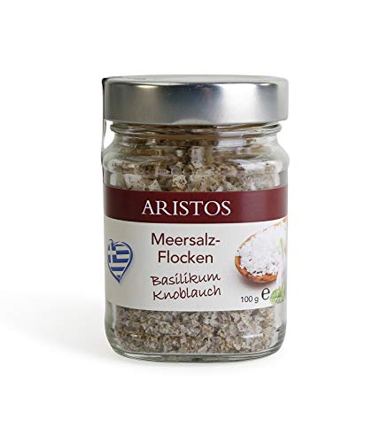 ARISTOS Salzpyramiden vom Meer als Finishing Salz wie Fleur de Sel mit bio Basilikum & Knoblauch| 100 g (Meersalz Basilikum Knoblauch) von ARISTOS