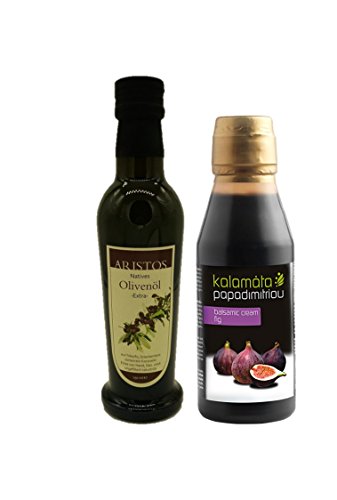 Bio Balsamico Essig + kaltgepresstes extra natives Olivenöl | Salatdressing | griechisches Olivenöl | griechischer Essig | je 250 ml | by ARISTOS (Olivenöl + Crema) von ARISTOS