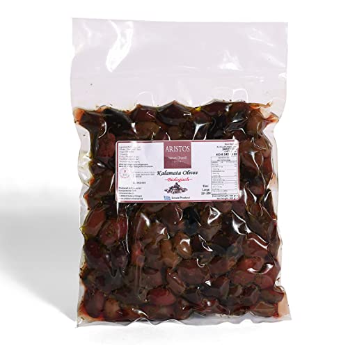 Bio Kalamata Oliven mit Stein 500 g aus Griechenland mit Oregano Ungeschwärzte Griechische Oliven | ARISTOS von ARISTOS