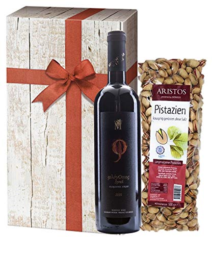 Geschenk-Set | Wein-Geschenk | Geröstete Pistazien und Rotwein Syrah | ARISTOS (Pistazien Rotwein) von ARISTOS