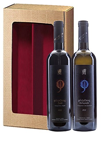 Griechisches Wein Geschenk-Set | Rotwein Syrah trocken 2018 | Weißwein Malagousia trocken 2020 | Geschenkkarton mit Sichtfenster| by ARISTOS (Hochwertige Weine) von ARISTOS