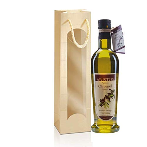 Olivenöl Geschenk Set | Griechisches Olivenöl | Kaltgepresst Koroneiki | Geschenktüte mit Sichtfenster | ARISTOS von ARISTOS