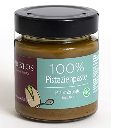 ARISTOS Pistazienpaste aus 100% Pistazien aus Aegina in Griechenland – 180 g zuckerfreie leckere Pistaziencreme für Pistazieneis, Desserts, als Brotaufstrich oder als Dipp für Fleisch und Gemüse von ARISTOS