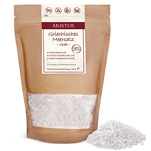 Grobes Meersalz 950 g Salz aus Griechenland für Salzmühle, Nudelwasser, Reis, Salzbraten uvm | ARISTOS von ARISTOS