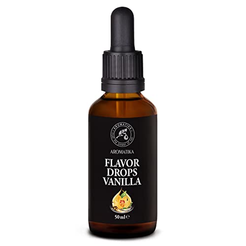 Flavour Drops Vanille 50ml - Geschmackstropfen ohne Kalorien - Dunkle Pipetten-Glasflasche - Geschmacks Tropfen Flüssig für alle Lebensmittel - Aroma Tropfen - Süßungsmittel mit Geschmack - Vegan von AROMATIKA trust the power of nature
