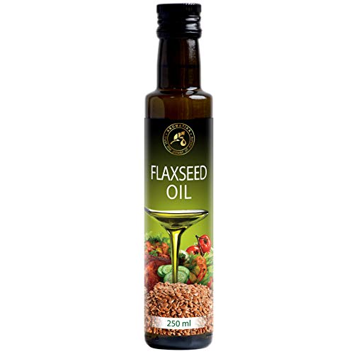 Leinöl 250ml - Natürliches - Kaltgepresst - Glasflasche - Omega 3 6 - Gesunde Küche - Ideal bei der Salatdressings - Saucen - Suppen - Backwaren - Desserts von AROMATIKA trust the power of nature