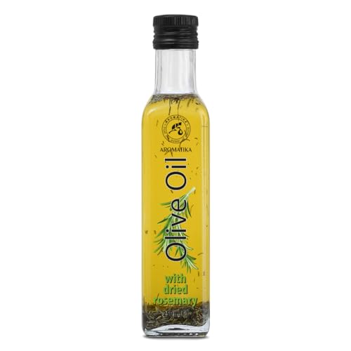 Olivenöl mit getrocknetem Rosmarin 250 ml - Olivenöl mit Gewürzen - Frisches Olivenöl - Olivenöl zum Kochen - gutes Salatdressing - Weicher Geschmack - Glasflasche von AROMATIKA trust the power of nature