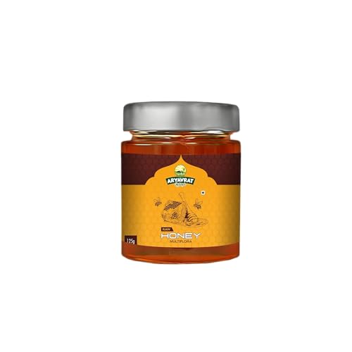 ARYAVRAT NATURALS Rohes Bio-Honigglas | Nationaler & unverarbeiteter Honig | Original Multiflora-Honig | 100% reiner Honig & natürlicher Immunitäts-Booster unverarbeitet & gesund (125 g) von ARYAVRAT NATURALS