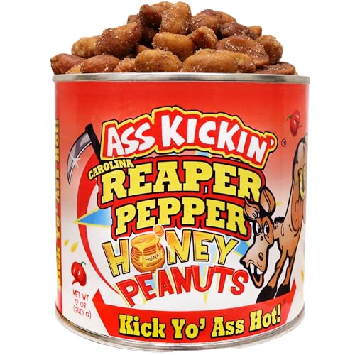 ASS KICKIN' Carolina Reaper Spicy Hot Peanuts – 12 Unzen – Ultimate Spicy Gourmet Gift Peanuts – Probieren Sie es aus, wenn Sie sich trauen! von ASS KICKIN'