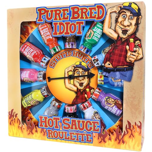 ASS KICKIN' Pure Bred Idiot – Hot Sauce Roulette Spiel – 12 – 0,75 Unzen Flaschen Hot Sauce Geschenkset – Perfektes Premium Gourmet Gag Geschenk für Männer – Spicy Challenge Hot Sauce Sampler ASS KICKIN' Pure Bred Idiot – Hot Sauce Roulette Spiel – 12 – 0,75 Unzen Flaschen Hot Sauce Geschenkset – Perfektes Premium Gourmet Gag Geschenk für Männer – Spicy Challenge Hot Sauce Sampler von ASS KICKIN'