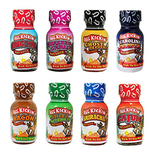 KICKIN' Premium Hot Sauce Bottles Gourmet Gift Set Travel Size – .75 oz. 8 Pack Mini Bottles– Perfect Gourmet Christmas Gifts for the Hot Sauce Fan KICKIN' Premium Hot Sauce Bottles Gourmet Gift Set Travel Size – .75 oz. 8 Pack Mini Bottles– Perfect Gourmet Christmas Gifts for the Hot Sauce Fan von ASS KICKIN'