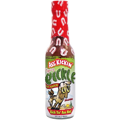KICKIN' Spicy Pickle Hot Sauce – 142 ml – Premium Gourmet Jalapeno Hot Sauce für Hühnerflügel und Burger – perfekte Strumpffüller oder Weihnachtsgeschenke für den heißen Soßen-Fan. Probieren Sie es aus KICKIN' Spicy Pickle Hot Sauce – 142 ml – Premium Gourmet Jalapeno Hot Sauce für Hühnerflügel und Burger – perfekte Strumpffüller oder Weihnachtsgeschenke für den heißen Soßen-Fan. Probieren Sie es aus von ASS KICKIN'