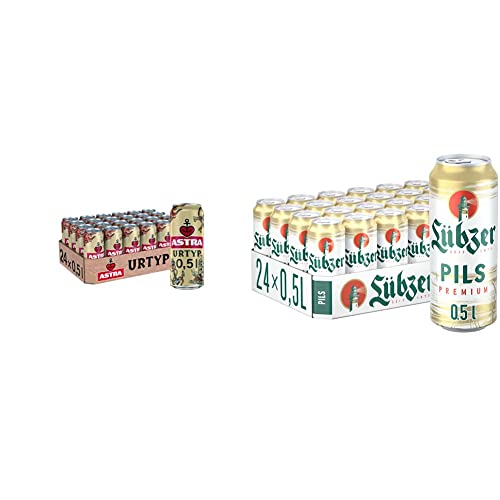 ASTRA Urtyp, Pils Bier Dose Einweg (24 X 0.5 L) Dosentray & Lübzer Premium Pils, Bier Dose Einweg (24 X 0.5 L) Dosenbier von ASTRA