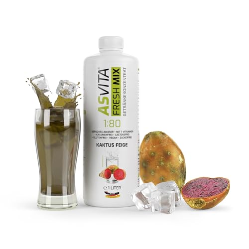 AsVita Sirup ohne Zucker | AsVita Fresh Mix 1:80-1 Liter Flasche - Getränkesirup zuckerfrei - 26 leckere Geschmacksrichtungen (Kaktus-Feige) von ASVita
