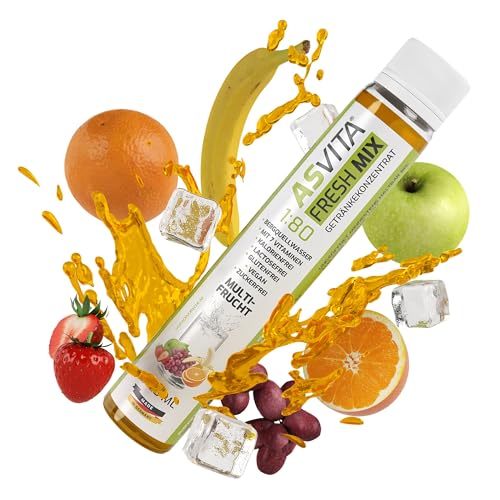 AsVita Getränkekonzentrat Fresh Mix 1:80-25ml Fresh2Go - Getränkesirup ohne Zucker - 26 leckere Sirup Geschmacksrichtungen (Multifrucht) für Wassersprudler von ASVita