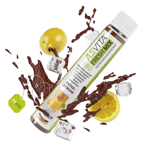AsVita Getränkekonzentrat Fresh Mix 1:80-25ml Fresh2Go - Getränkesirup zuckerfrei - 26 leckere Zero Sirup Geschmacksrichtungen (Eistee-Zitrone) ohne Zucker von ASVita