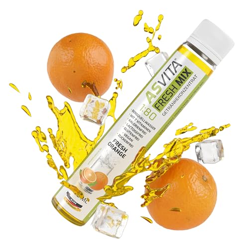 AsVita Getränkekonzentrat Fresh Mix 1:80-25ml Fresh2Go - Getränkesirup zuckerfrei - Sirup für Wasser 26 leckere Geschmacksrichtungen (Fresh-Orange) von ASVita