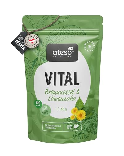ATESO - Premium Bio Kräutertee - mit Brennnessel und Löwenzahn - Biozertifiziert - Kein Koffein - Ohne Zusätze, rein natürlich - lose 60g von ATESO