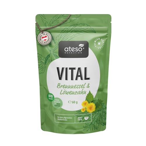 ATESO - Premium Bio Kräutertee - mit Brennnessel und Löwenzahn - Biozertifiziert - Kein Koffein - Ohne Zusätze, rein natürlich - lose 60g von ATESO