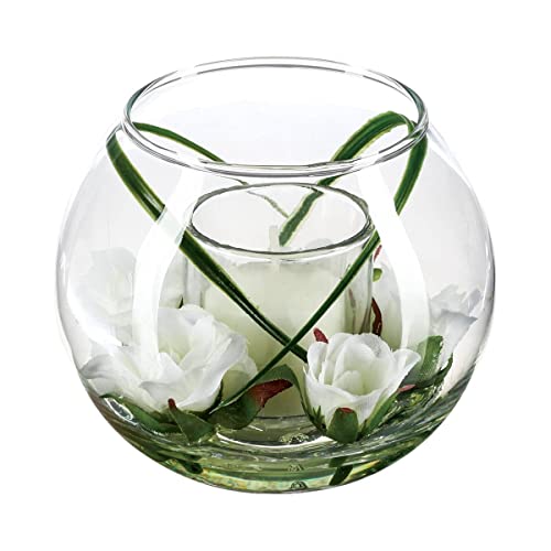 Atmosphera - Kunstblumenarrangement und Kerze - Glasvase - H10 cm - Model 1 Atmosphera - Kunstblumenarrangement und Kerze - Glasvase - H10 cm - Model 1 von ATMOSPHERA CREATEUR D'INTERIEUR