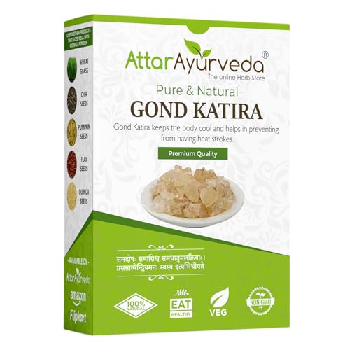 Attar Ayurveda Gond Katira Pure (Edible Gum) Tragacanth Gum High Cooling Properties Kräuterfood Super Food 100 % natürlich ohne Konservierungsstoffe 200 g von ATTAR AYURVEDA