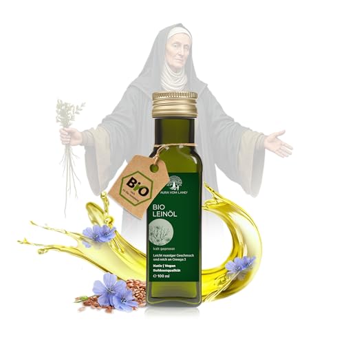 Aura vom Land Bio Premium Leinöl Kaltgepresst 100ml – Nach Hildegard von Bingen - Natürliches Leinsamenöl - Reich an Omega-3-Fettsäuren hochdosiert aus Leinsamen – Linseed Oil aus Deutschland Aura vom Land Bio Premium Leinöl Kaltgepresst 100ml – Nach Hildegard von Bingen - Natürliches Leinsamenöl - Reich an Omega-3-Fettsäuren hochdosiert aus Leinsamen – Linseed Oil aus Deutschland von AURA VOM LAND