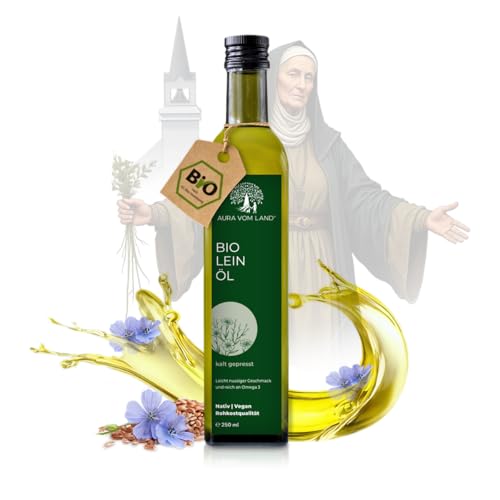 Aura vom Land Bio Premium Leinöl Kaltgepresst 2x250ml Set – Nach Hildegard von Bingen - Natürliches Leinsamenöl - Reich an Omega-3-Fettsäuren hochdosiert aus Leinsamen – Linseed Oil aus Deutschland Aura vom Land Bio Premium Leinöl Kaltgepresst 2x250ml Set – Nach Hildegard von Bingen - Natürliches Leinsamenöl - Reich an Omega-3-Fettsäuren hochdosiert aus Leinsamen – Linseed Oil aus Deutschland von AURA VOM LAND