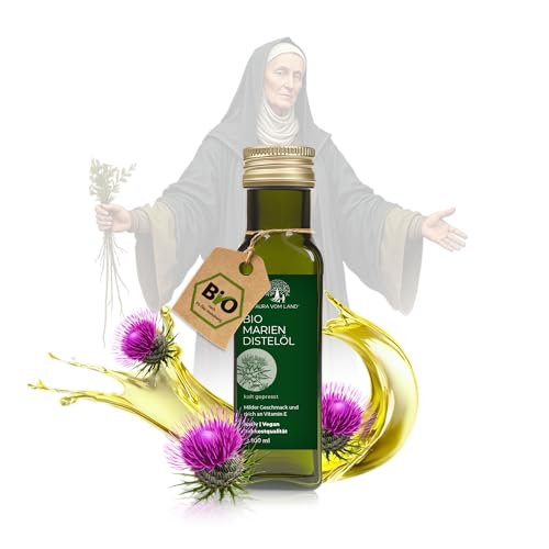 Aura vom Land Bio Premium Mariendistelöl 100ml kaltgepresst – Nach Hildegard von Bingen - Natürliches Distelöl & Reich an Vitamin E & Silymarin aus Mariendistel – Hergestellt in Bayern von AURA VOM LAND