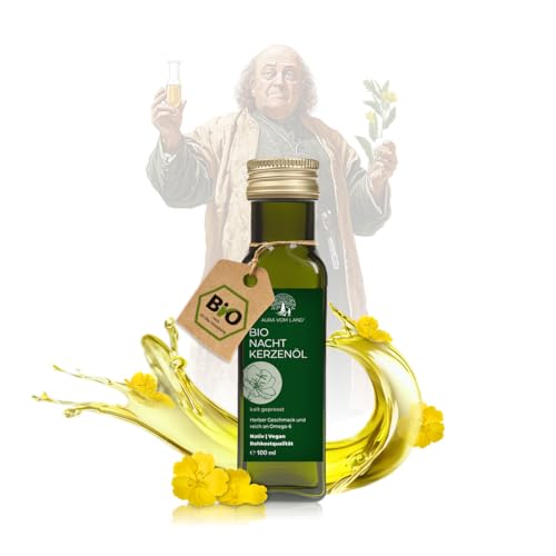 Aura vom Land Bio Premium Nachtkerzenöl Kaltgepresst 100ml - Natürliches Evening Primrose Oil Vegan - Reich an Gamma-Linolensäure & Vitamin E aus Nachtkerze hochdosiert – Hergestellt in Bayern Aura vom Land Bio Premium Nachtkerzenöl Kaltgepresst 100ml - Natürliches Evening Primrose Oil Vegan - Reich an Gamma-Linolensäure & Vitamin E aus Nachtkerze hochdosiert – Hergestellt in Bayern von AURA VOM LAND