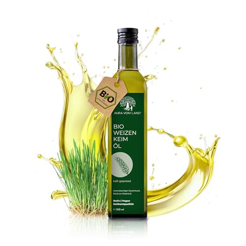 Aura vom Land Bio Premium Weizenkeimöl Naturbelassen 250ml – Vegan & Reich an Spermidin, Omega 3, Vitamin E – Hochwertiges Speiseöl auch ideal als Haaröl/Körperöl – Bio Oil Made in Germany Aura vom Land Bio Premium Weizenkeimöl Naturbelassen 250ml – Vegan & Reich an Spermidin, Omega 3, Vitamin E – Hochwertiges Speiseöl auch ideal als Haaröl/Körperöl – Bio Oil Made in Germany von AURA VOM LAND