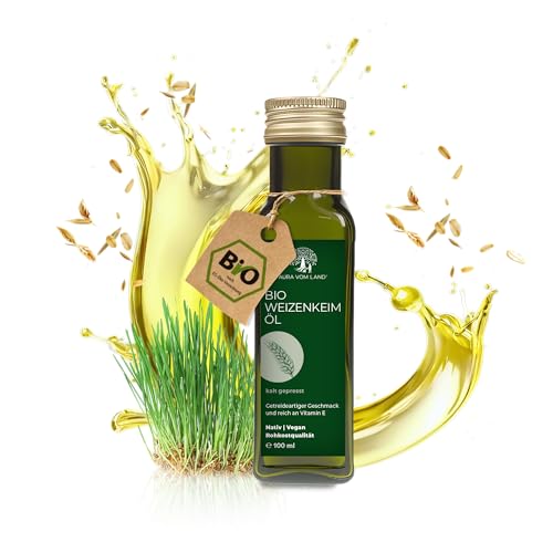 Aura vom Land Bio Premium Weizenkeimöl Naturbelassen 100ml – Vegan & Reich an Spermidin, Omega 3, Vitamin E – Hochwertiges Speiseöl auch ideal als Haaröl/Körperöl – Bio Oil Made in Germany von AURA VOM LAND