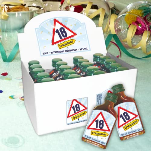 20er Box Kräuterlikör Schnaps - Zum 18. Geburtstag - 2cl, 33% vol. Männergeschenk Scherzartikel von AV Andrea Verlag