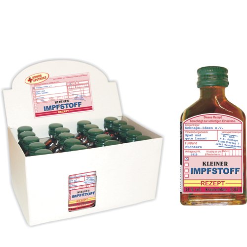 20er Kräuterlikör Display - Kleiner Impfstoff - 20 Stück kleine Taschenflaschen Schnäpse 2 cl Flaschen 20er Kräuterlikör Display - Kleiner Impfstoff - 20 Stück kleine Taschenflaschen Schnäpse 2 cl Flaschen von AV Andrea Verlag