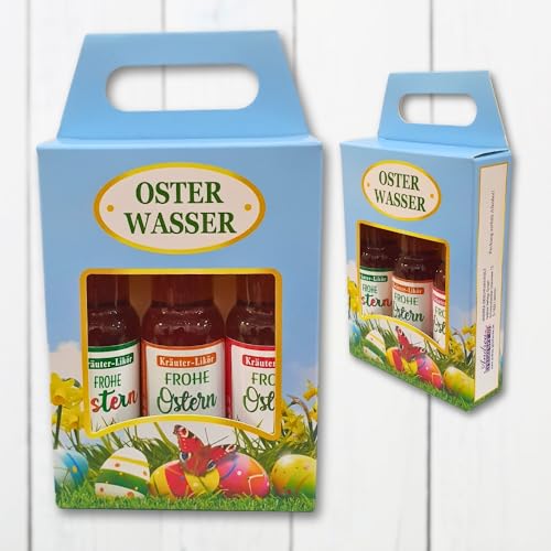 3er Box Osterliköre - Osterwasser, Frohe Ostern - Kräuterlikör Likör | Kleinigkeit zu Ostern | Ostergeschenk in schöner Geschenkverpackung von AV Andrea Verlag
