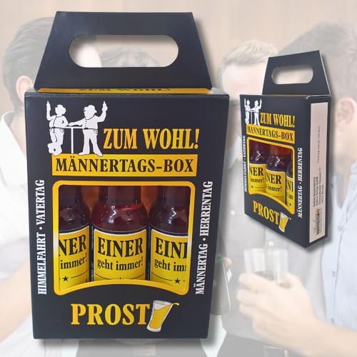 3er Box Kräuterlikör - Zum Wohl Männertagsbox - 3 x 2cl. 33% vol. Likör „Einer geht immer“| originelles Vatertagsgeschenke | Geschenk zum Männertag von AV Andrea Verlag